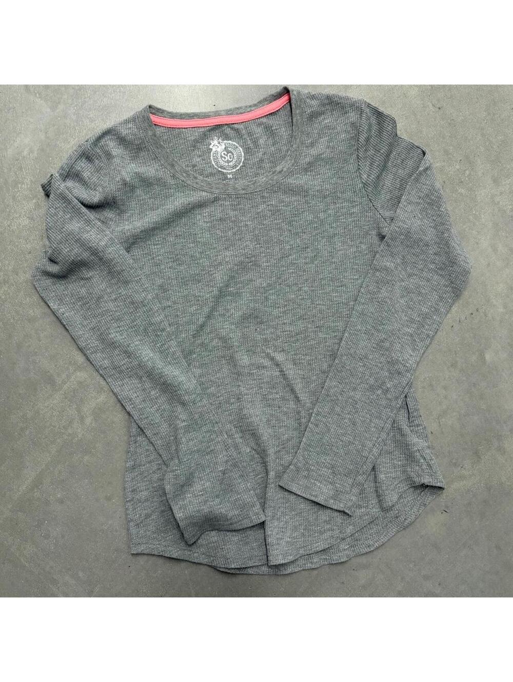 Y2K Lightweight Waffle Knit Gray Longsleeve Shirt SO Womens Medium